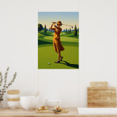 LA GOLFEUSE (De Golfer) - Originele Art Deco Artwo Poster (Keuken)
