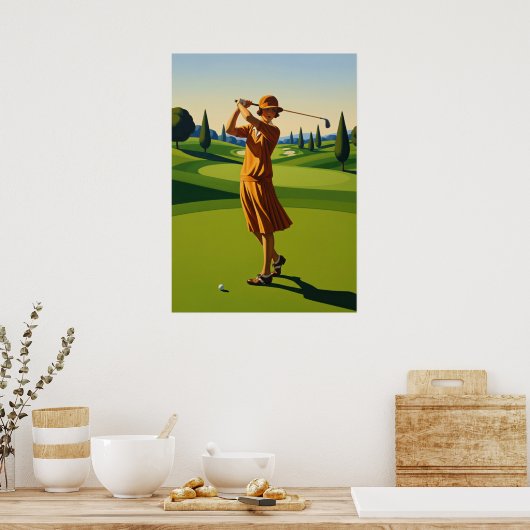 LA GOLFEUSE (De Golfer) - Originele Art Deco Artwo Poster (Keuken)