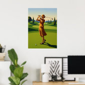 LA GOLFEUSE (De Golfer) - Originele Art Deco Artwo Poster (Thuiskantoor)