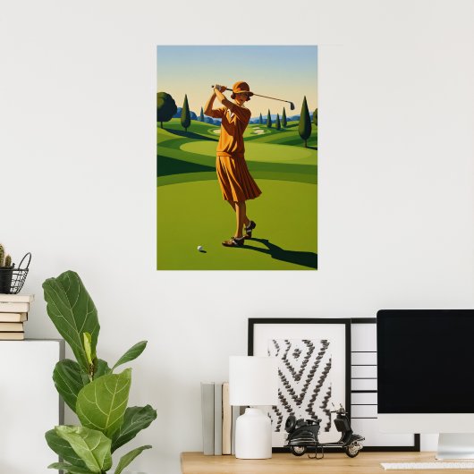LA GOLFEUSE (De Golfer) - Originele Art Deco Artwo Poster (Thuiskantoor)