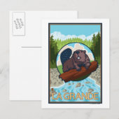 La Grande, OregonBeaver en Trees Briefkaart (Voorkant / Achterkant)