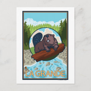 La Grande, OregonBeaver en Trees Briefkaart