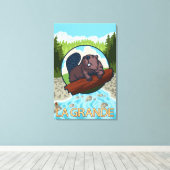 La Grande, OregonBeaver en Trees Canvas Afdruk (Insitu (Houten vloer))