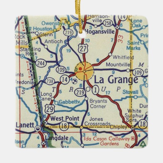 La Grange GA Map Keramisch Ornament (Voorkant)