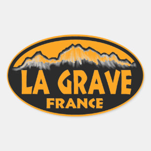 La Grave France oranje ovale stickers