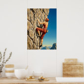 LA GRIMPEUSE DE ROCHE (De rotsklimmer) Poster (Keuken)