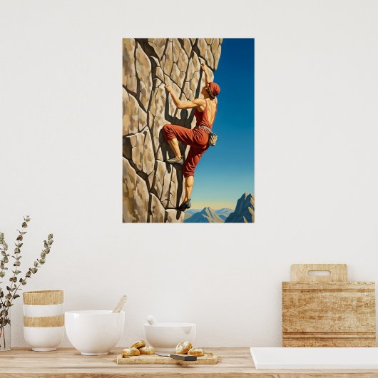 LA GRIMPEUSE DE ROCHE (De rotsklimmer) Poster (Keuken)