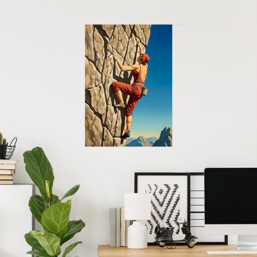 LA GRIMPEUSE DE ROCHE (De rotsklimmer) Poster (Thuiskantoor)