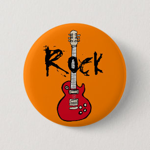 La Guitarra de Caricatura Rock Pin Ronde Button 5,7 Cm