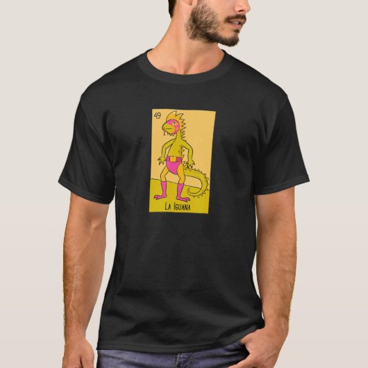 La Iguana Mexican Luchador Wrestler Lottery Kaart T-shirt (Voorkant)