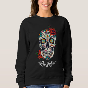 La Jefa Floral Sugar Skull Dia de Los Muertos Wome Trui