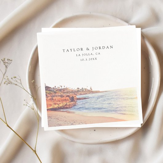La Jolla Bruiloft Aangepaste Papier Cocktail Serve Servet