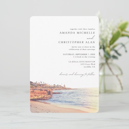 La Jolla Bruiloft Aangepaste San Diego Beach Foto Kaart (Staand voorkant)