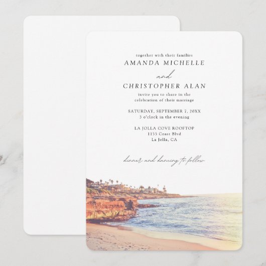 La Jolla Bruiloft Aangepaste San Diego Beach Foto Kaart (Voorkant / Achterkant)
