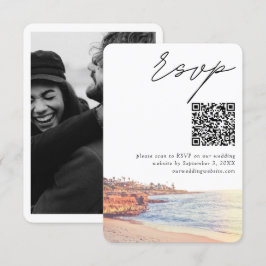 La Jolla Bruiloft Moderne RSVP QR Code Informatiekaartje