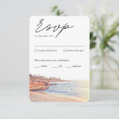 La Jolla Bruiloft Traditionele RSVP Maaltijd Optie Informatiekaartje (Staand voorkant)