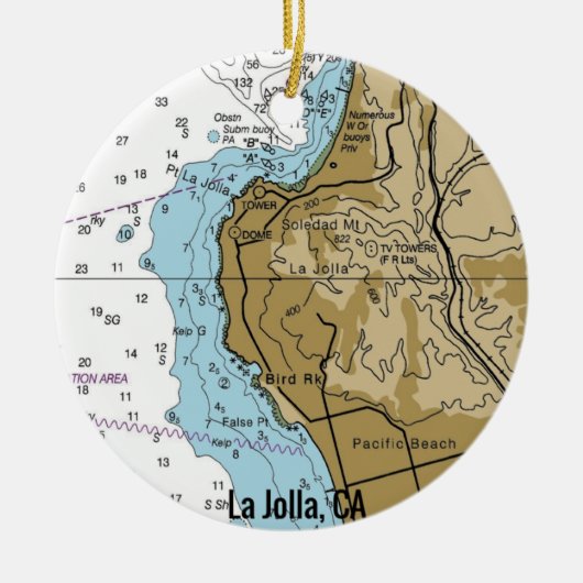 La Jolla CA Chart Keramisch Ornament (Voorkant)