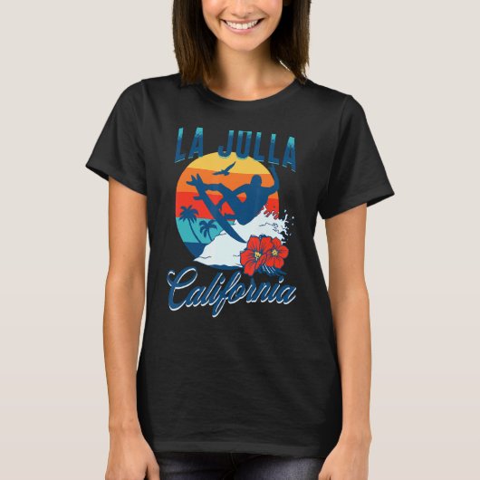 La Jolla California Beach Surf Summer Vacation Vin T-shirt (Voorkant)