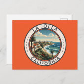 La Jolla California Kustlijn Reizen Kunst Retro Briefkaart (Voorkant / Achterkant)
