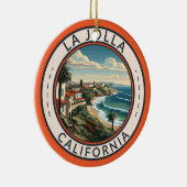 La Jolla California Kustlijn Reizen Kunst Retro Keramisch Ornament (Rechts)