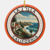 La Jolla California Kustlijn Reizen Kunst Retro Keramisch Ornament (Achterkant)