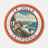 La Jolla California Kustlijn Reizen Kunst Retro Magneet (Voorkant)