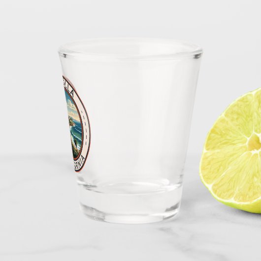 La Jolla California Kustlijn Reizen Kunst Retro Shot Glas (Rechts)