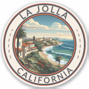 La Jolla California Kustlijn Reizen Kunst Retro Sticker