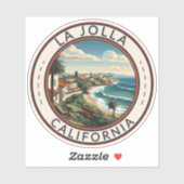 La Jolla California Kustlijn Reizen Kunst Retro Sticker (Vel)