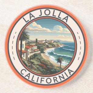 La Jolla California Kustlijn Reizen Kunst Retro Zandsteen Onderzetter