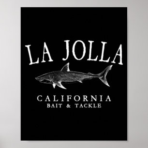 La Jolla Californië Haai Witte Kunst Vintage Poster