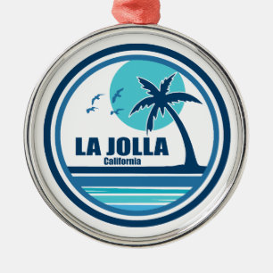 La Jolla Californië Palmboom Vogels Metalen Ornament