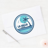 La Jolla Californië Palmboom Vogels Ronde Sticker (Envelop)