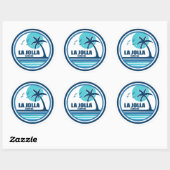 La Jolla Californië Palmboom Vogels Ronde Sticker (Vel)