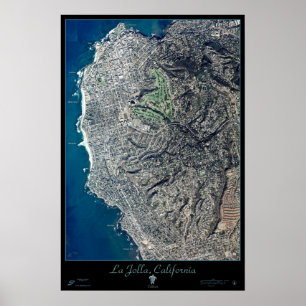 La Jolla, Californië satellietposter print kaart