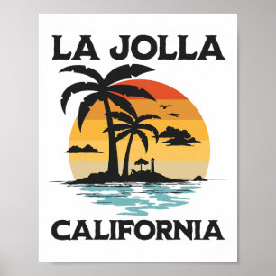 La Jolla Californië Strand Surfen Zomer Vakantie V Poster