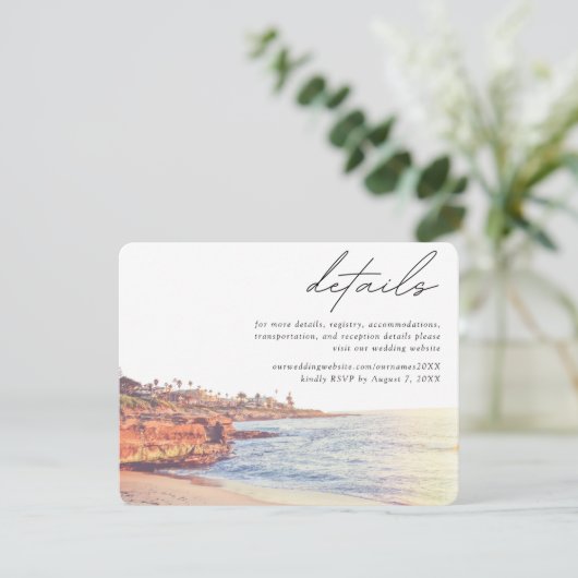 La Jolla Cove Beach Bruiloft Details Behuizing Kaa Informatiekaartje (Staand voorkant)