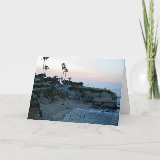 La Jolla Cove Beach Sunset Custom Wenskaarten Kaart (Voorkant)