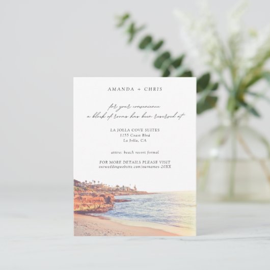 La Jolla Cove Beach trouwkamer blok Informatiekaartje (Staand voorkant)
