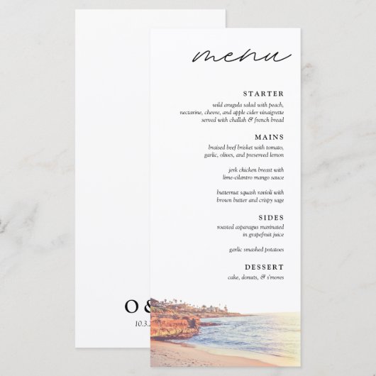 La Jolla Cove Bruiloft Diner Menu (Voorkant / Achterkant)