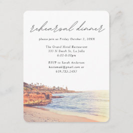La Jolla Cove Bruiloft Elegant repetitie diner Informatiekaartje
