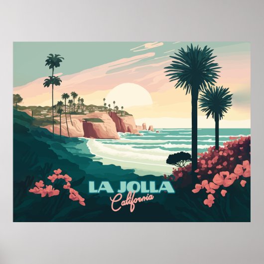 La Jolla Cove San Diego California Retro Poster (Voorkant)