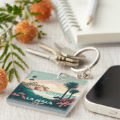 La Jolla Cove San Diego California Retro Sleutelhanger (Voorkant Rechts)