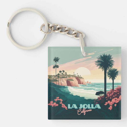 La Jolla Cove San Diego California Retro Sleutelhanger (Voorkant)