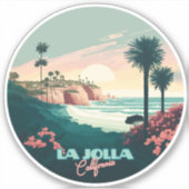 La Jolla Cove San Diego California Retro Sticker (Voorkant)
