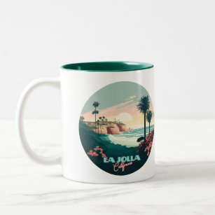 La Jolla Cove San Diego California Retro Tweekleurige Koffiemok