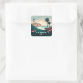 La Jolla Cove San Diego California Retro Vierkante Sticker (Tas)