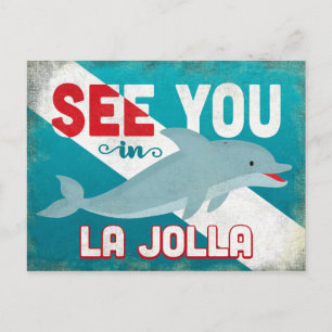 La Jolla Dolphin - Retro Vintage Travel Briefkaart