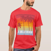 La Jolla San Diego 80s Retro kleuren strepen T-shirt (Voorkant)