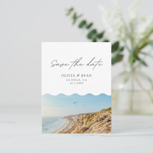 La Jolla Save the Date Briefkaart Torrey Pines (Staand voorkant)